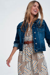 Veste en jean skinny western à délavage moyen