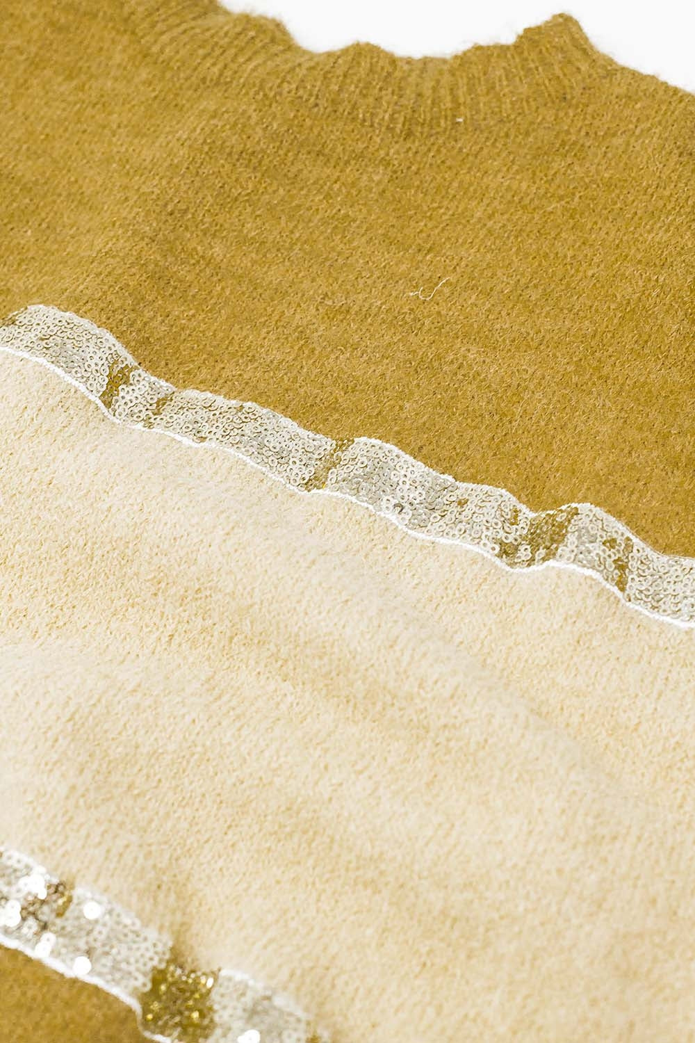 Sleeveless beige sweater with sequin detail - Tops