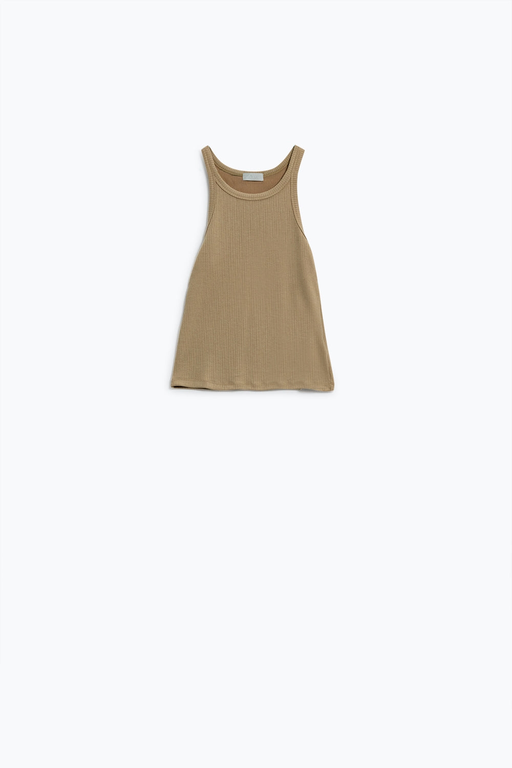 Sleeveless beige Top With Ribbed Details - Tops