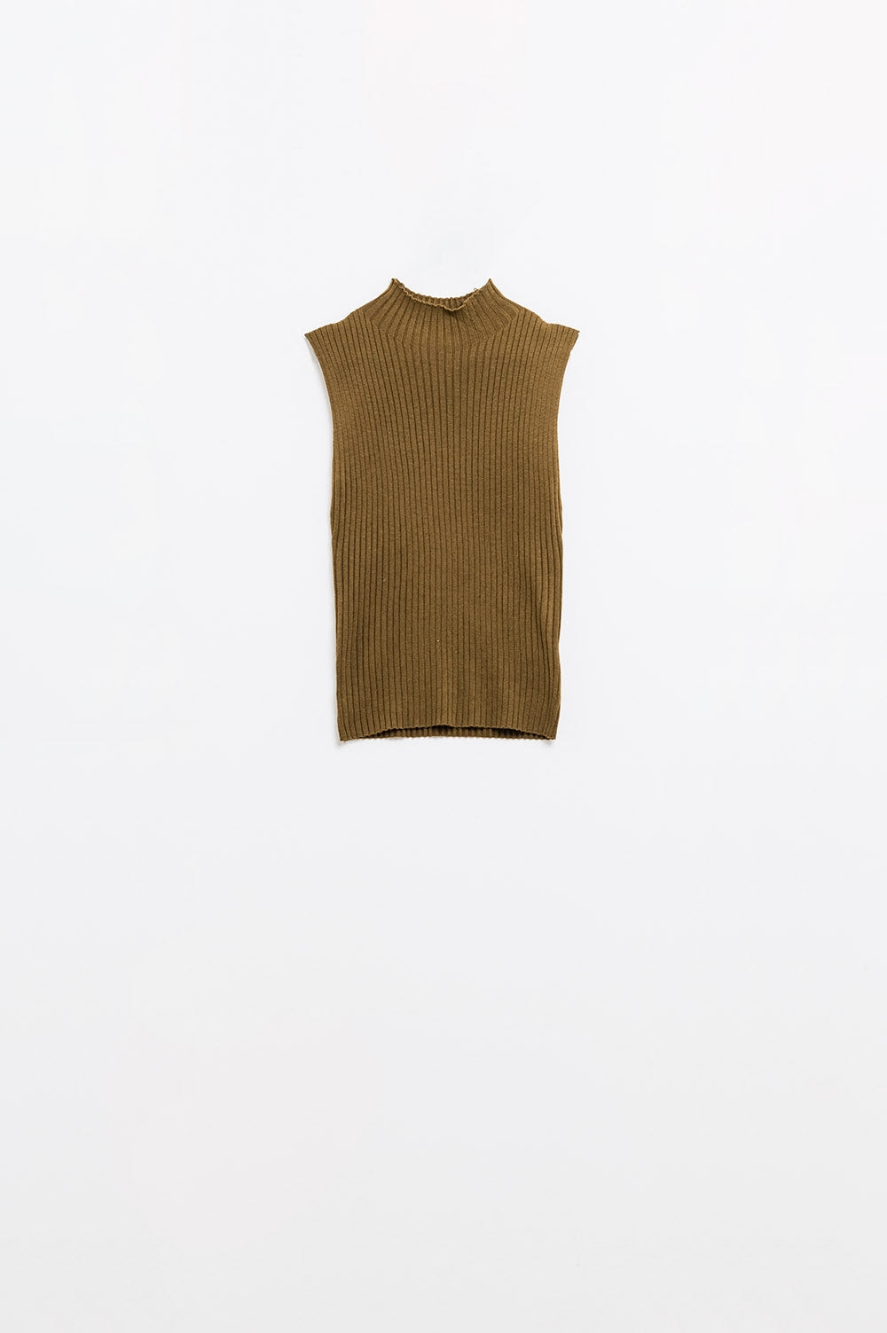 Sleeveless fine knit wool sweater in brown - Jumpers