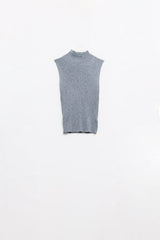 Pull sans manches en maille fine de laine grise