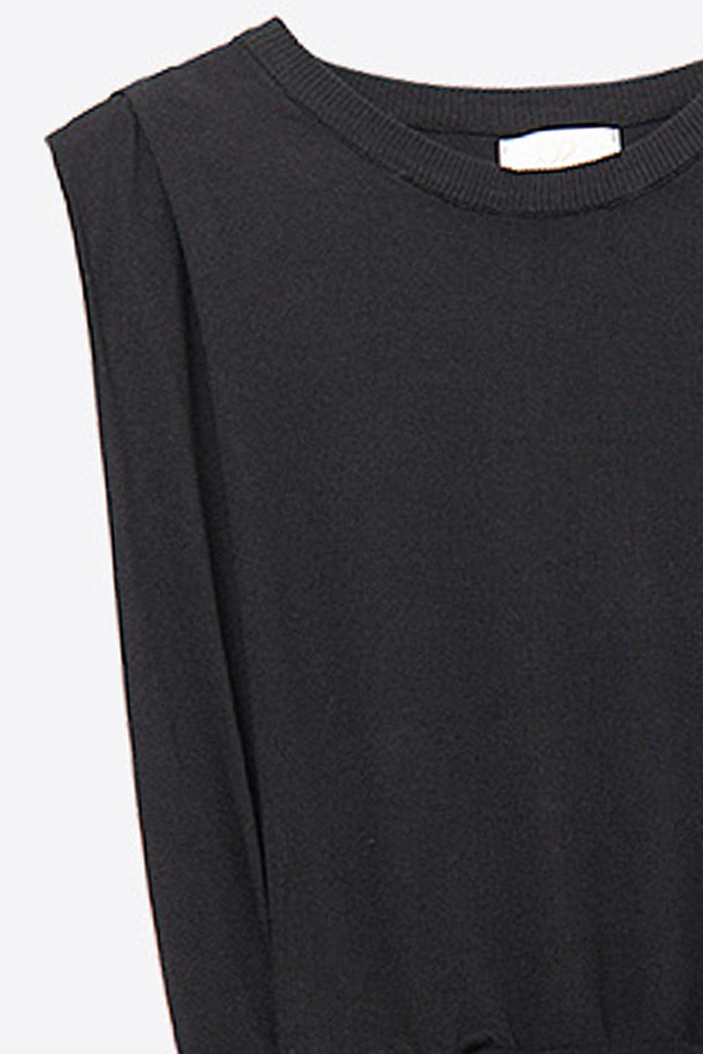 Sleeveless Knited Top With Shoulder Drape in Black - Jumpers