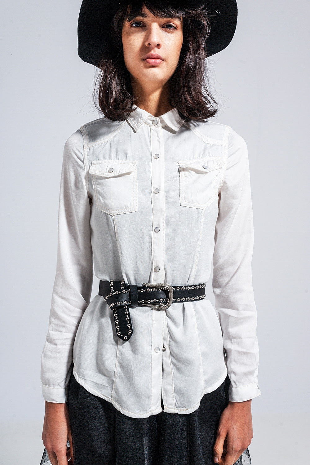 Slim denim shirt in white - Shirts