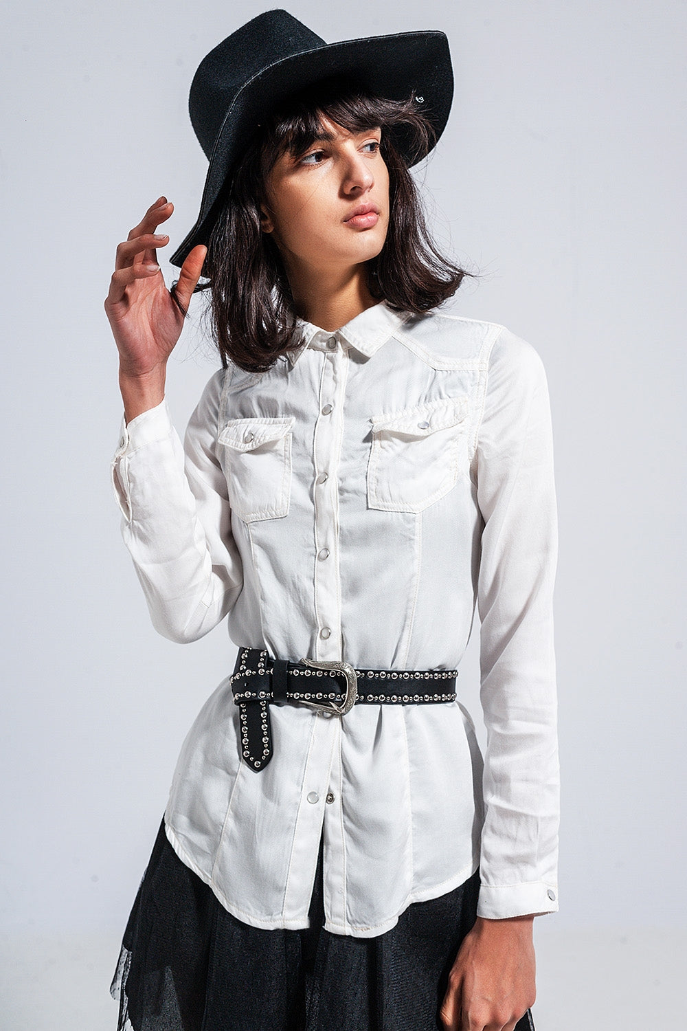 Slim denim shirt in white - Shirts