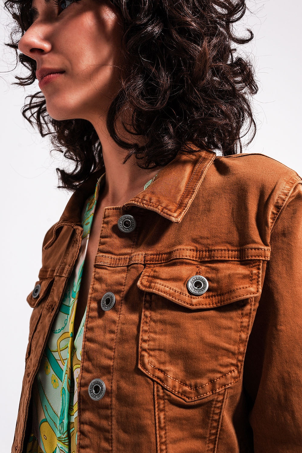 Slim denim trucker jacket in brown - Jackets