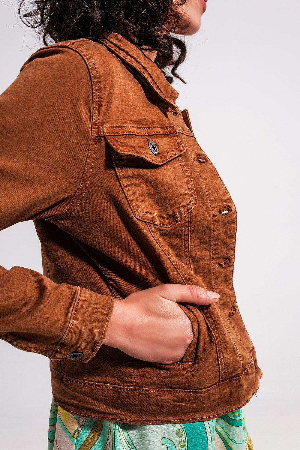 Slim denim trucker jacket in brown - Jackets