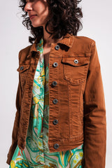Veste camionneur slim en jean marron