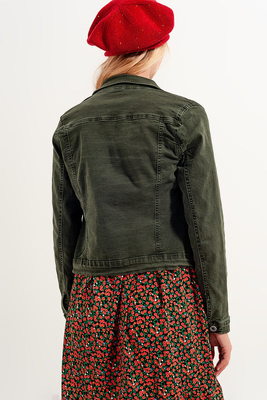 Slim denim trucker jacket in green - Jackets