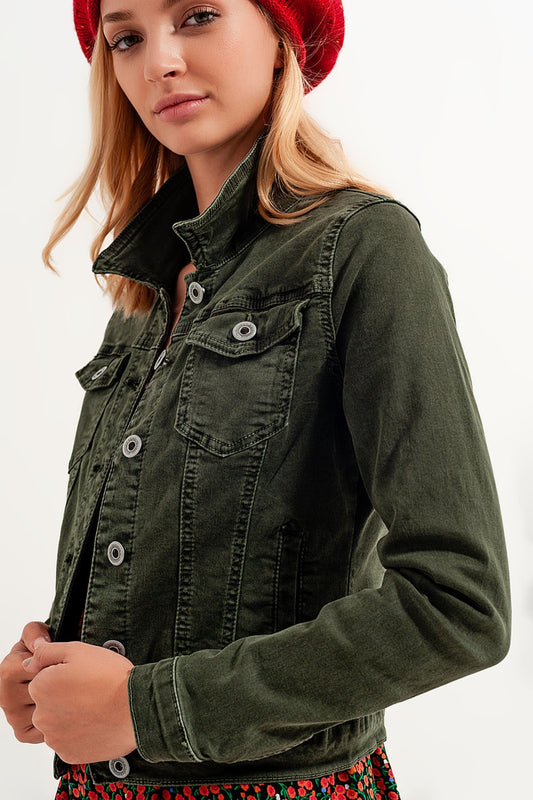 Slim denim trucker jacket in green - Jackets