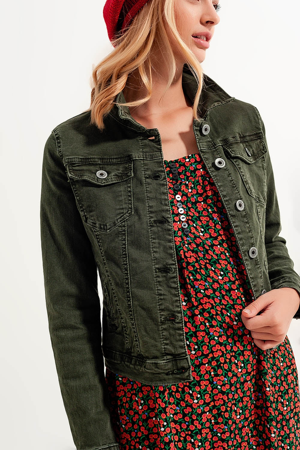 Slim denim trucker jacket in green - Jackets