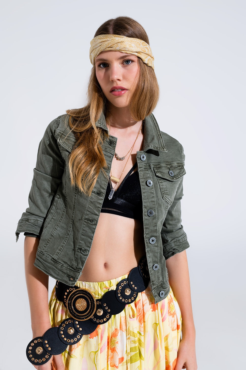 Slim denim trucker jacket in khaki - Jackets