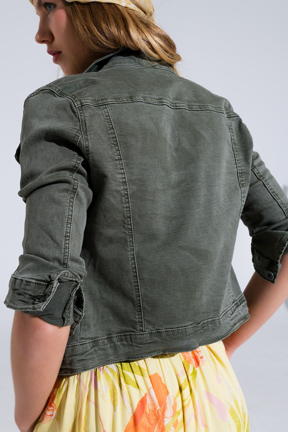 Slim denim trucker jacket in khaki - Jackets