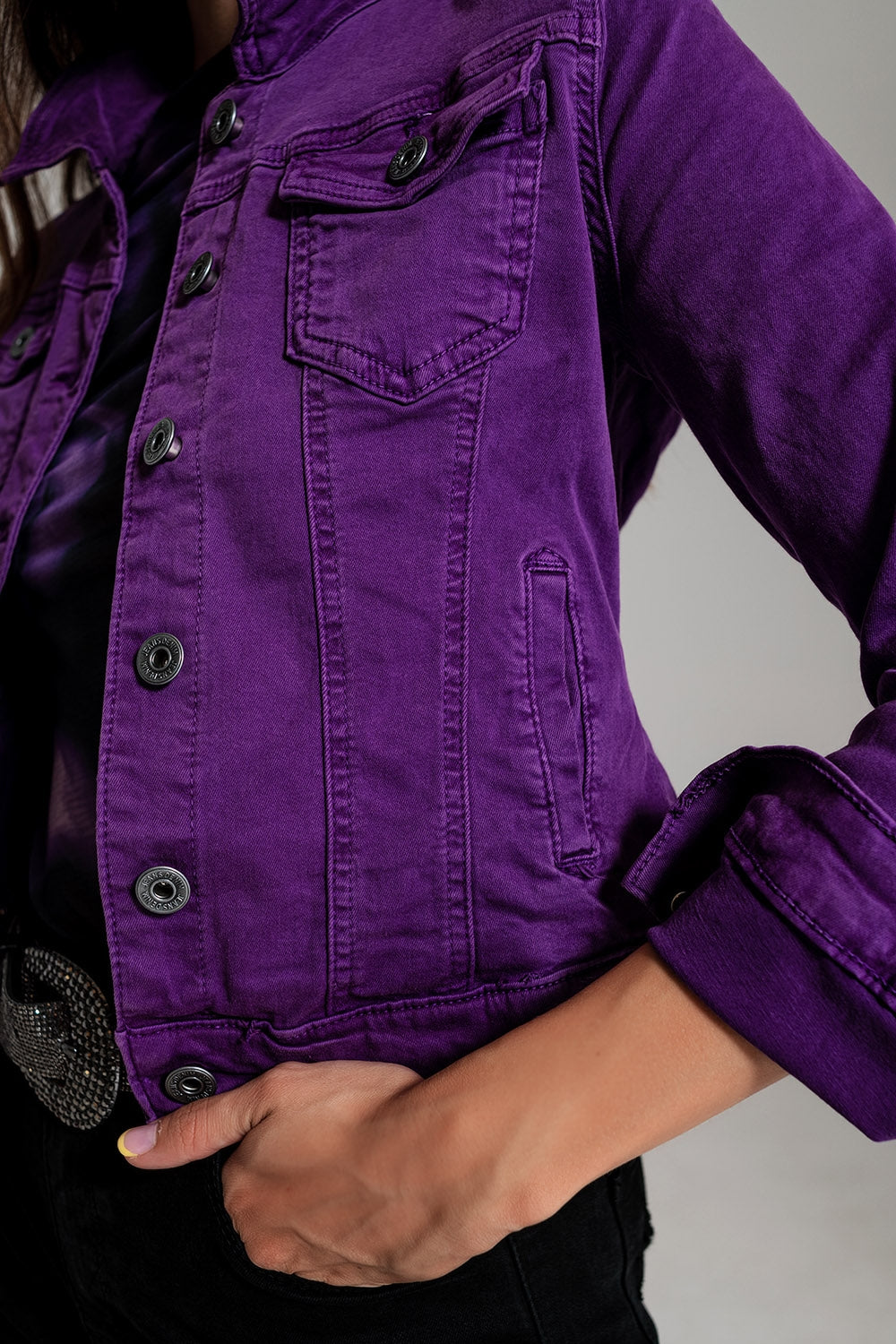 Slim denim trucker jacket in purple - Jackets