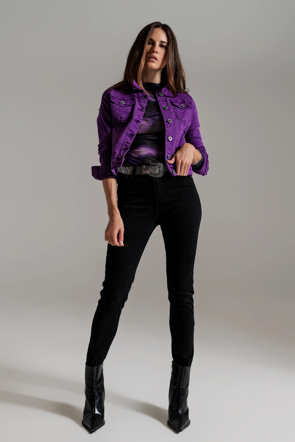 Slim denim trucker jacket in purple - Jackets