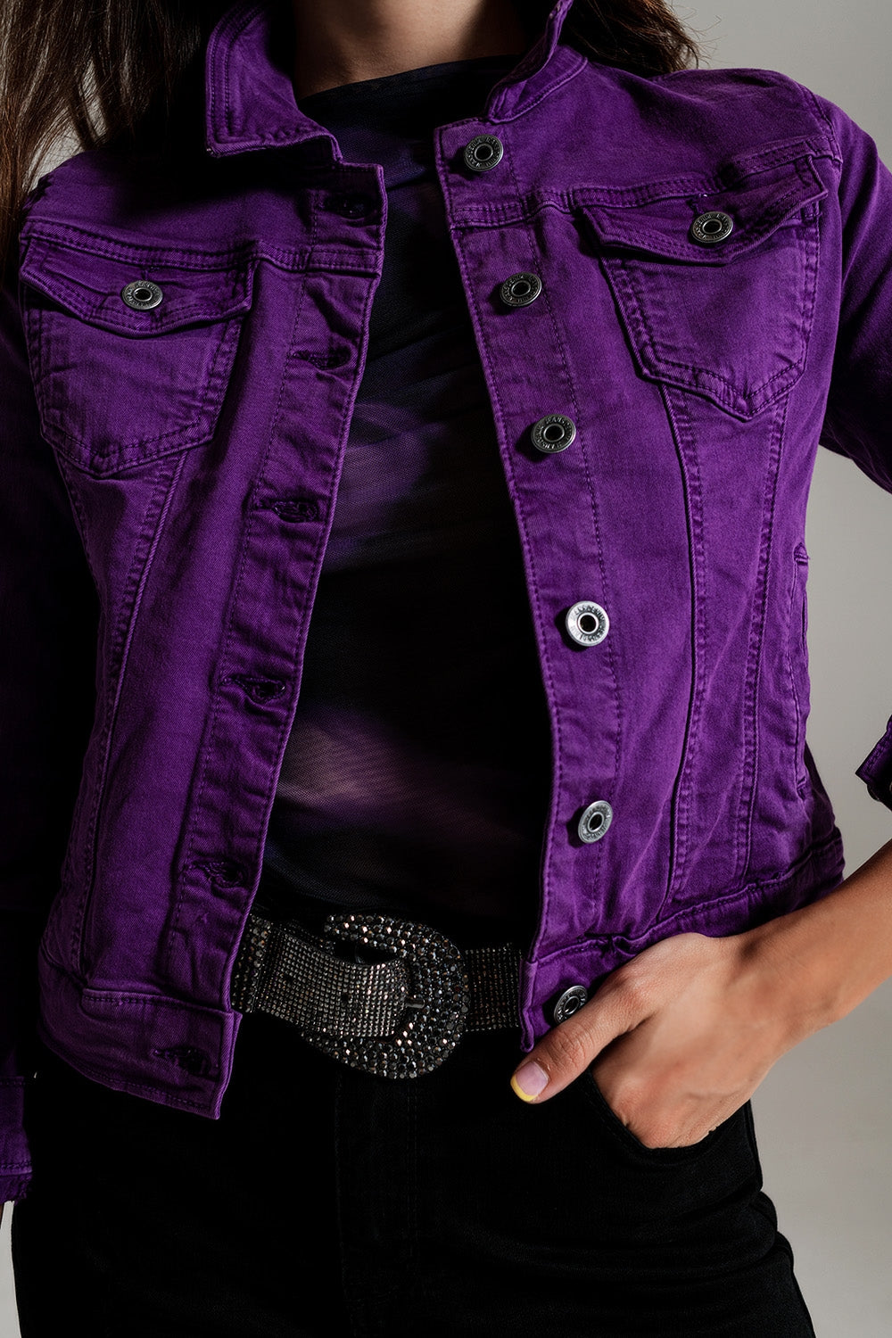 Slim denim trucker jacket in purple - Jackets
