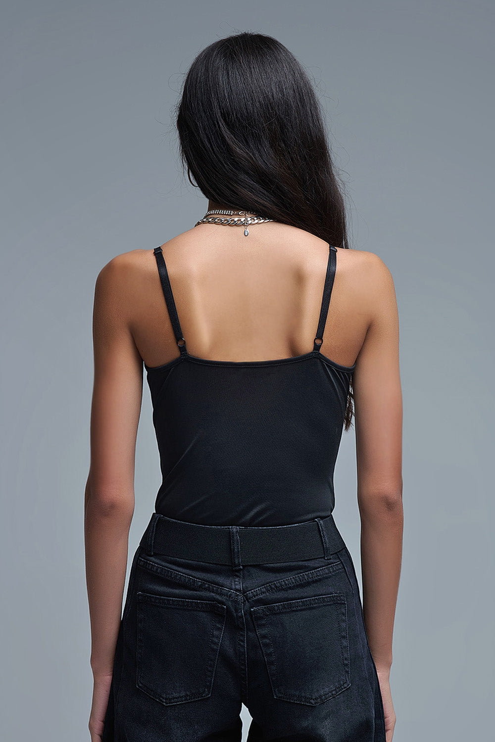 Slimming Beaded Party Body Suit in Black - Tops