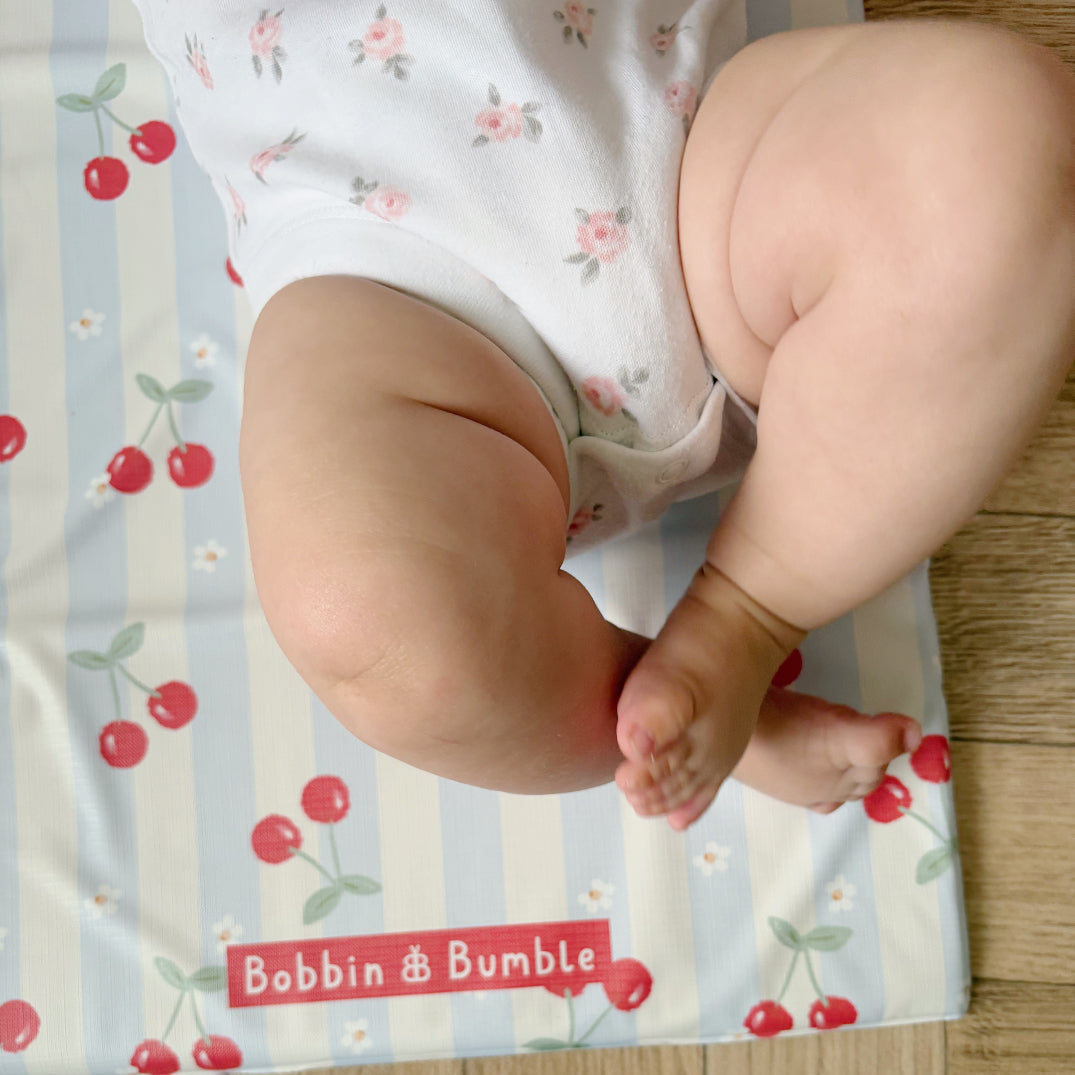 Travel Changing Mat - Cherry Stripe - Changing Mats