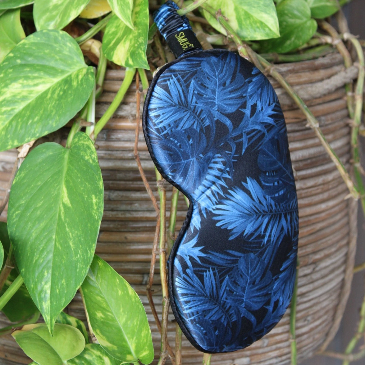 Cloud Padded Satin Sleep Mask - Palm Noir Print - Cloud Sleep Mask