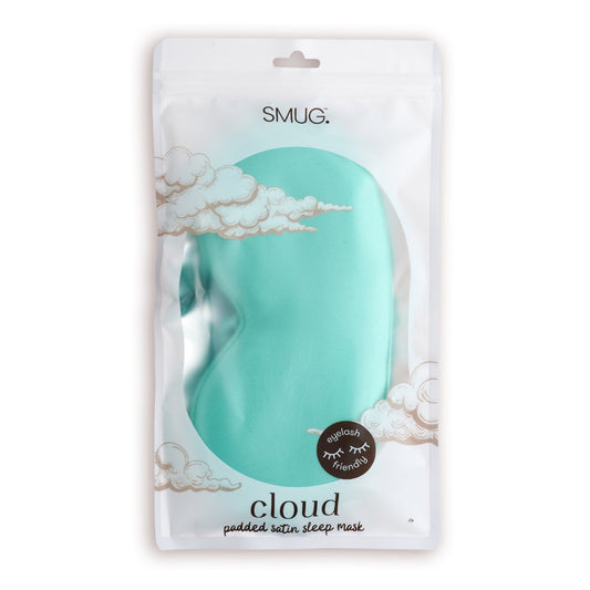 Cloud Padded Satin Sleep Mask - Aqua Print - Cloud Sleep Mask