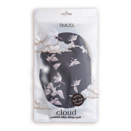 Cloud Padded Satin Sleep Mask - Moonlit Cranes Print - Cloud Sleep Mask