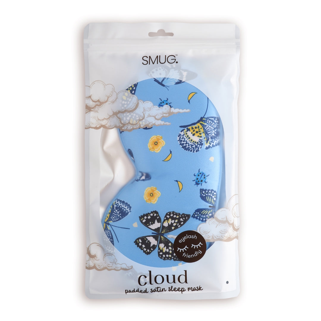 Cloud Padded Satin Sleep Mask - Butterflies Print - Cloud Sleep Mask