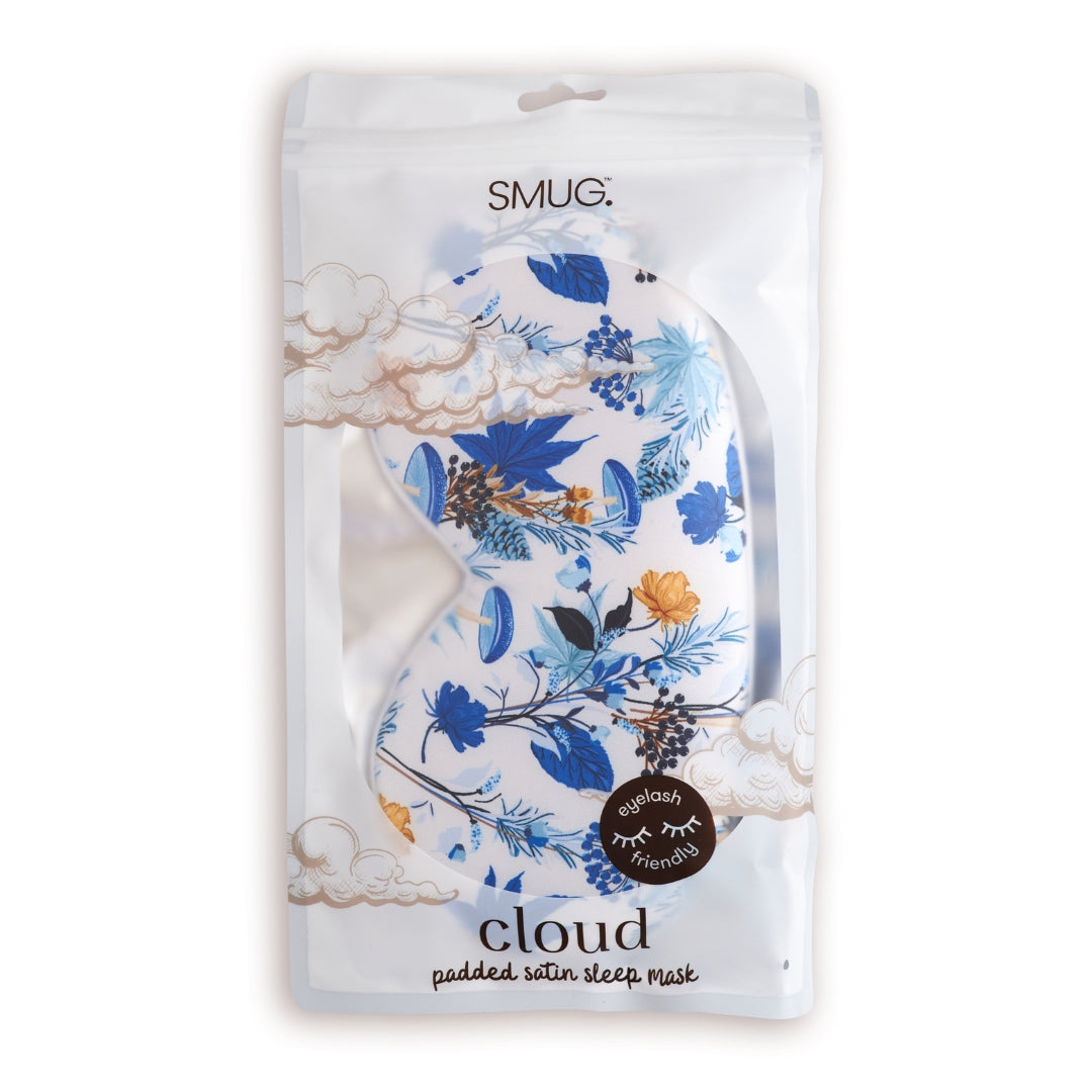 Cloud Padded Satin Sleep Mask - Cornflower Print - Cloud Sleep Mask