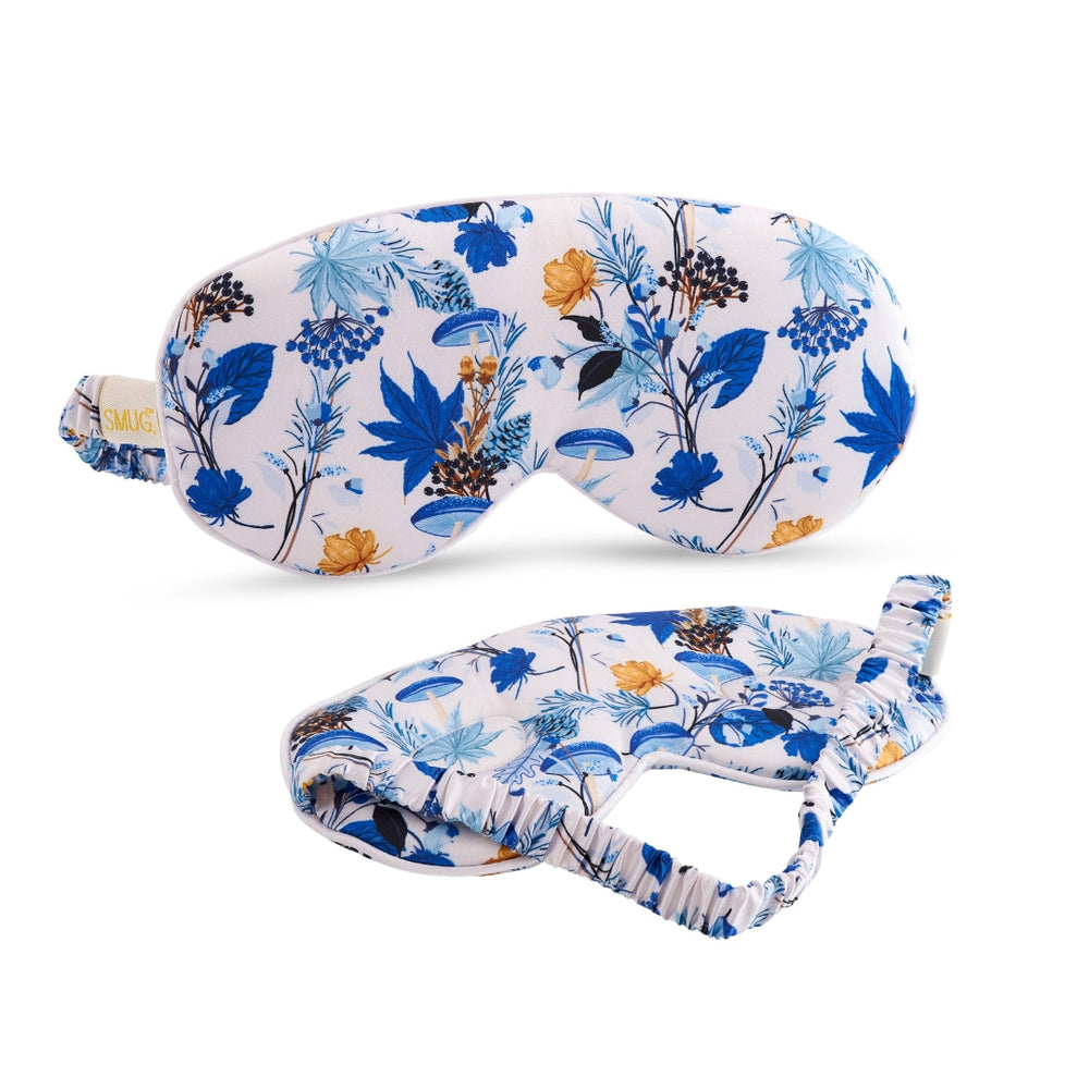 Máscara de dormir de cetim acolchoada em nuvem - estampado de centáureas