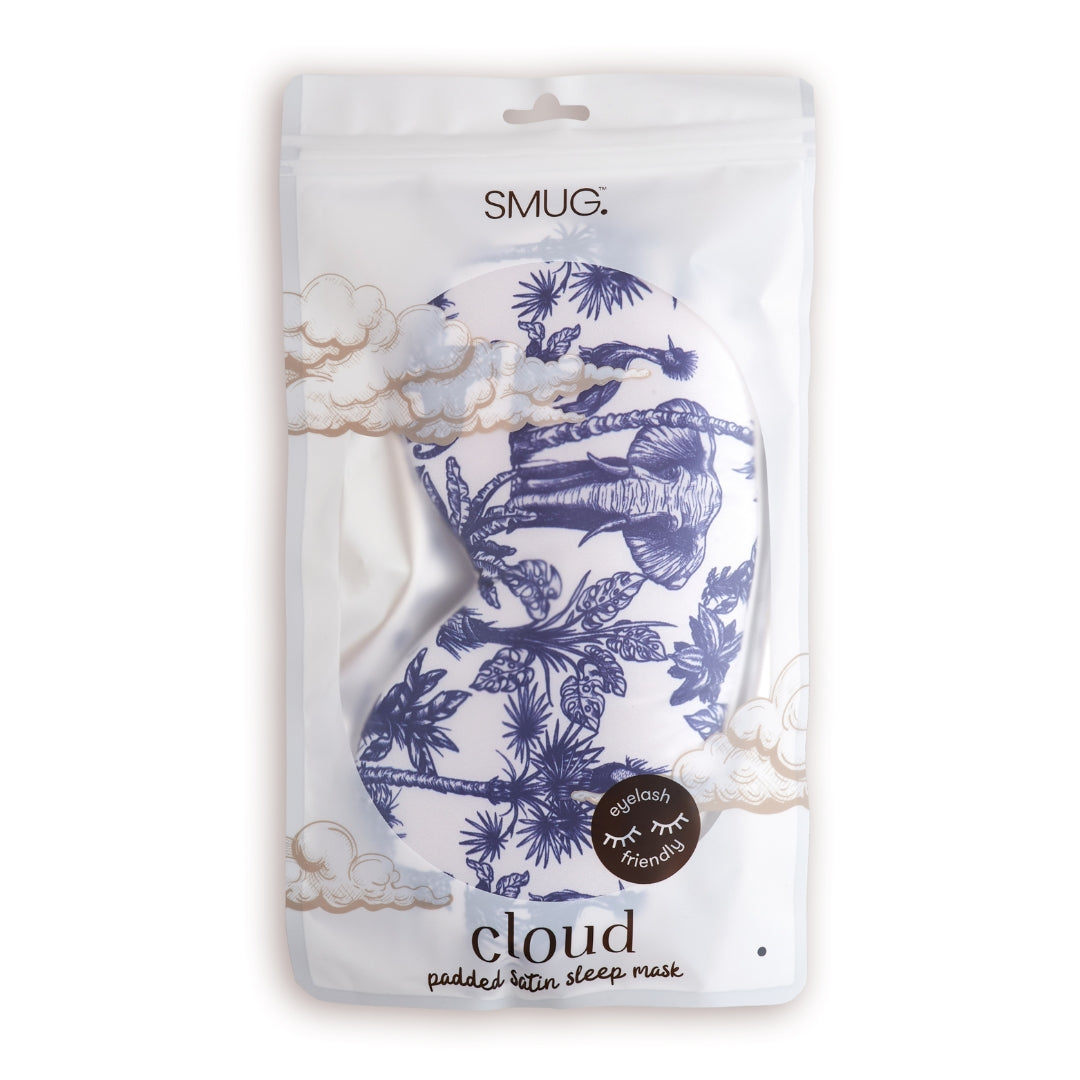 Cloud Padded Satin Sleep Mask - Elephant Print - Cloud Sleep Mask