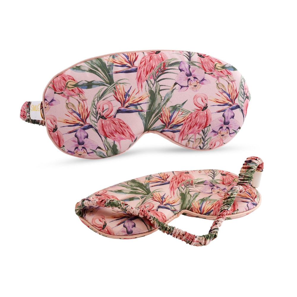 Máscara de dormir acolchoada em cetim nuvem - estampado Flamingo Paradise