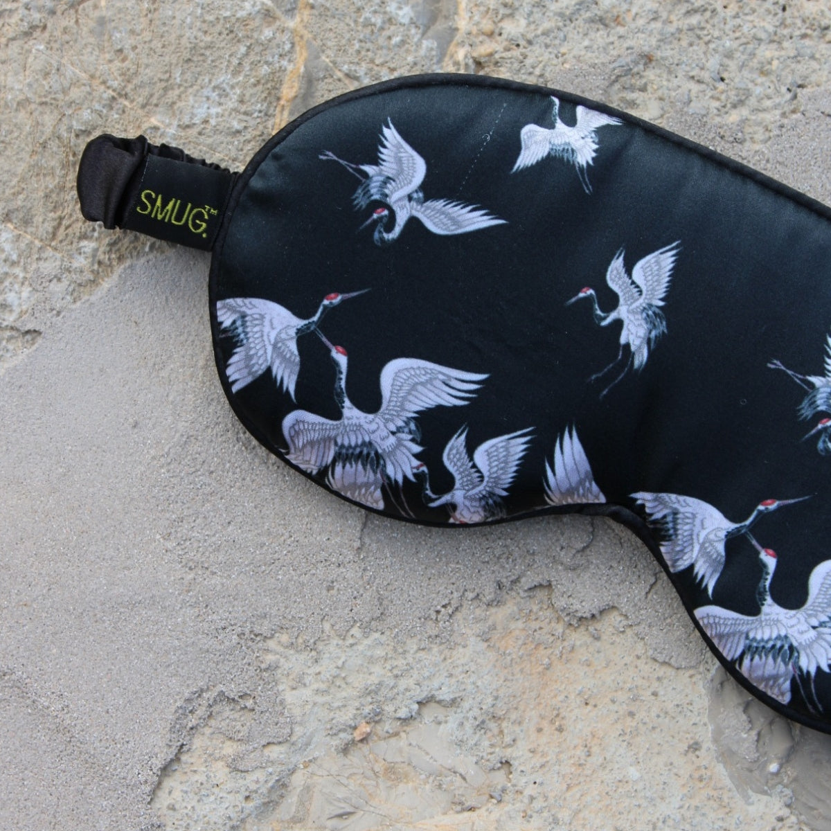 Cloud Padded Satin Sleep Mask - Moonlit Cranes Print - Cloud Sleep Mask