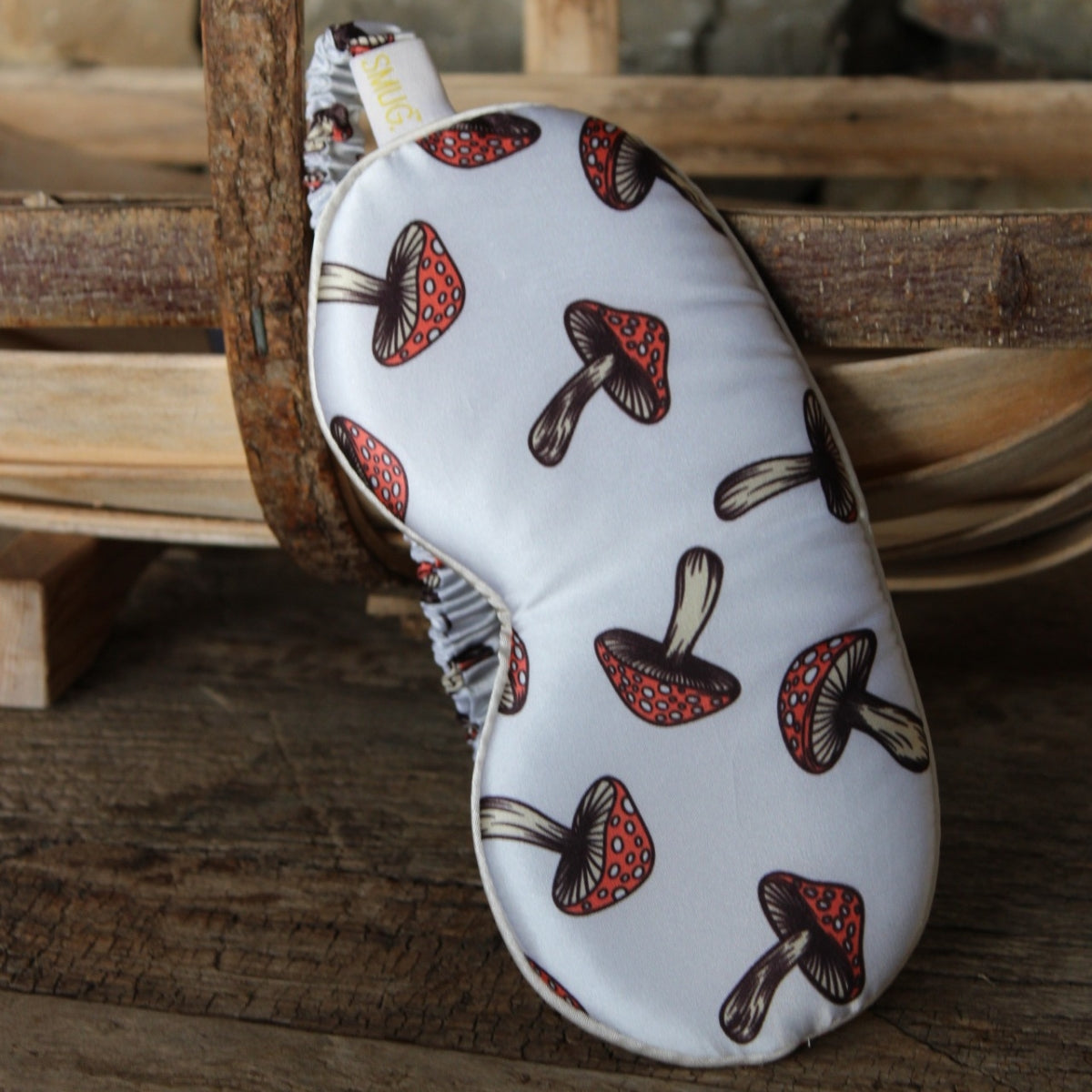 Cloud Padded Satin Sleep Mask - Toadstool Print - Cloud Sleep Mask