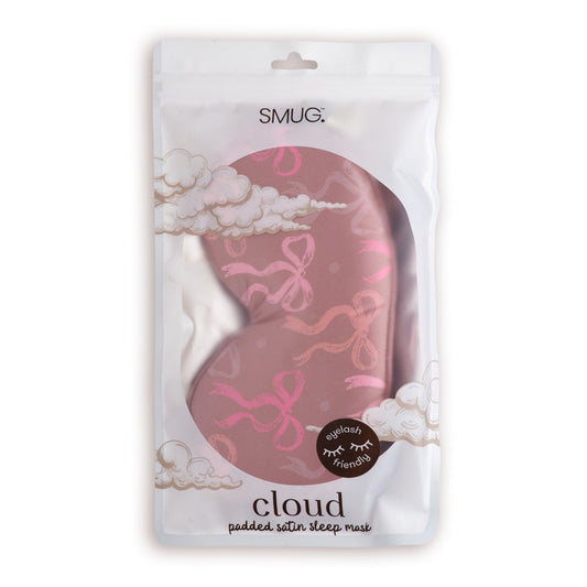 Cloud Padded Satin Sleep Mask - Mocha Bows Print - Cloud Sleep Mask