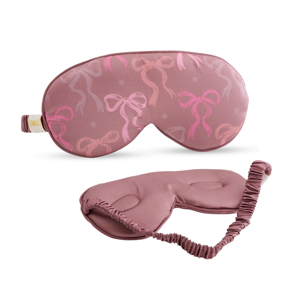 Masque de sommeil en satin rembourré Cloud - Imprimé nœuds moka