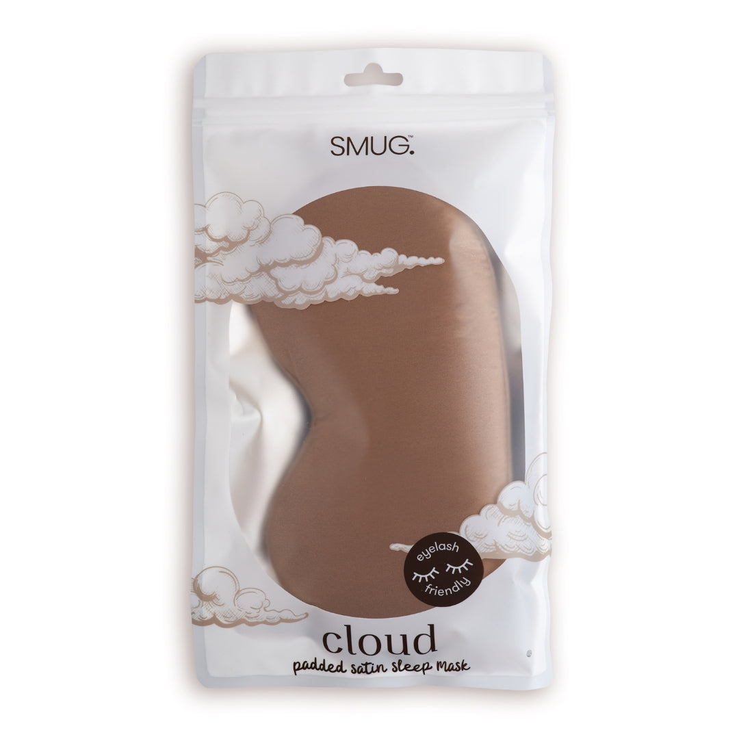 Cloud Padded Satin Sleep Mask - Mocha Print - Cloud Sleep Mask