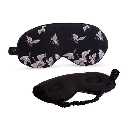 Cloud Padded Satin Sleep Mask - Moonlit Cranes Print - Cloud Sleep Mask