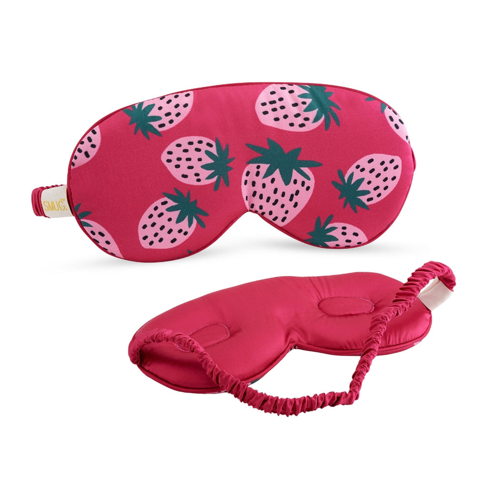 Masque de sommeil en satin rembourré Cloud - Imprimé Rêves de fraises