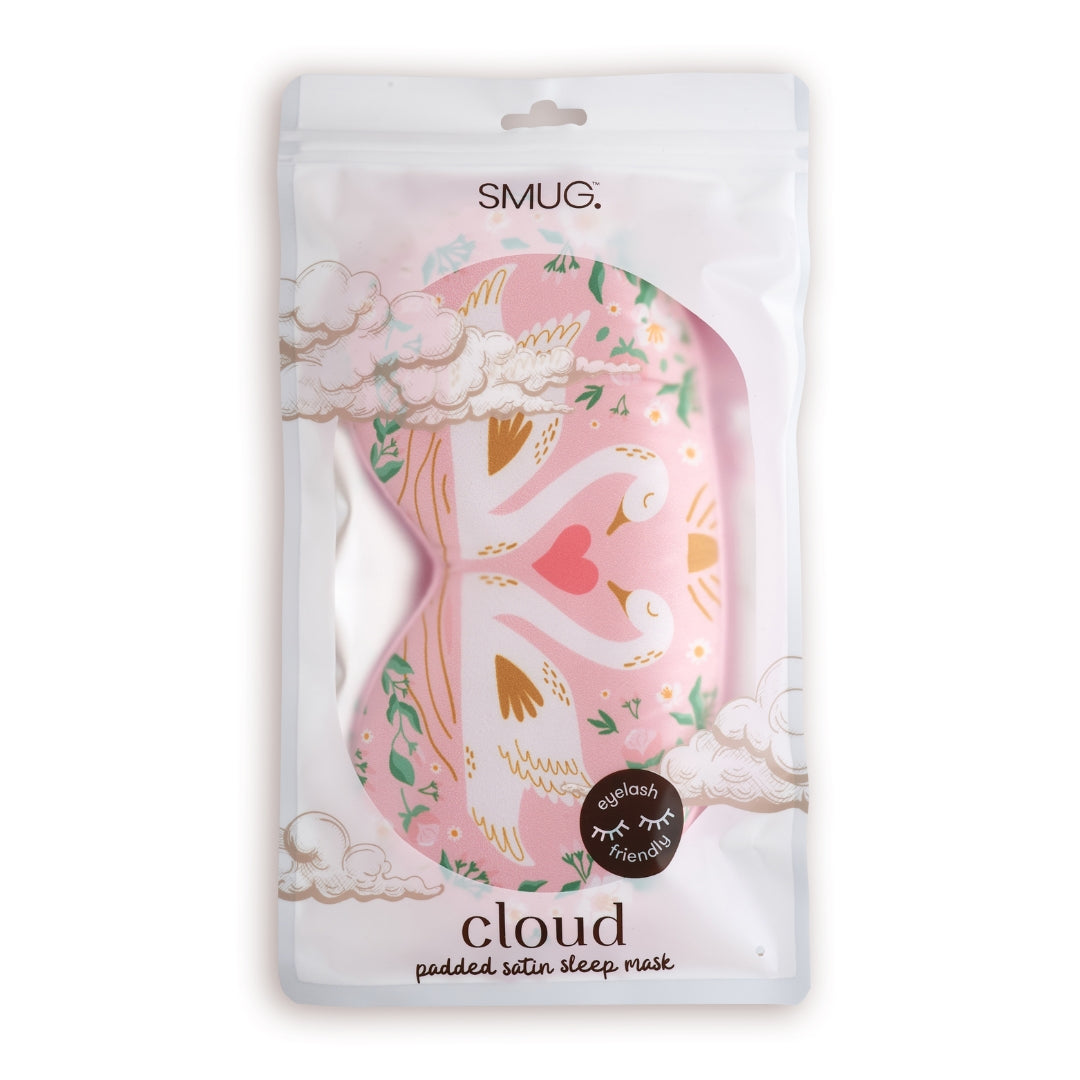 Cloud Padded Satin Sleep Mask - Swans Print - Cloud Sleep Mask