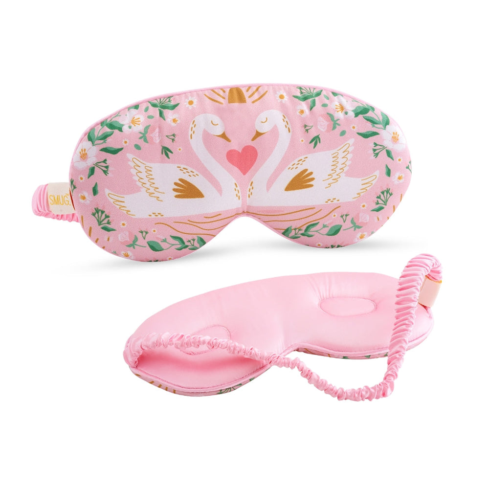 Masque de sommeil en satin rembourré Cloud - Imprimé cygnes