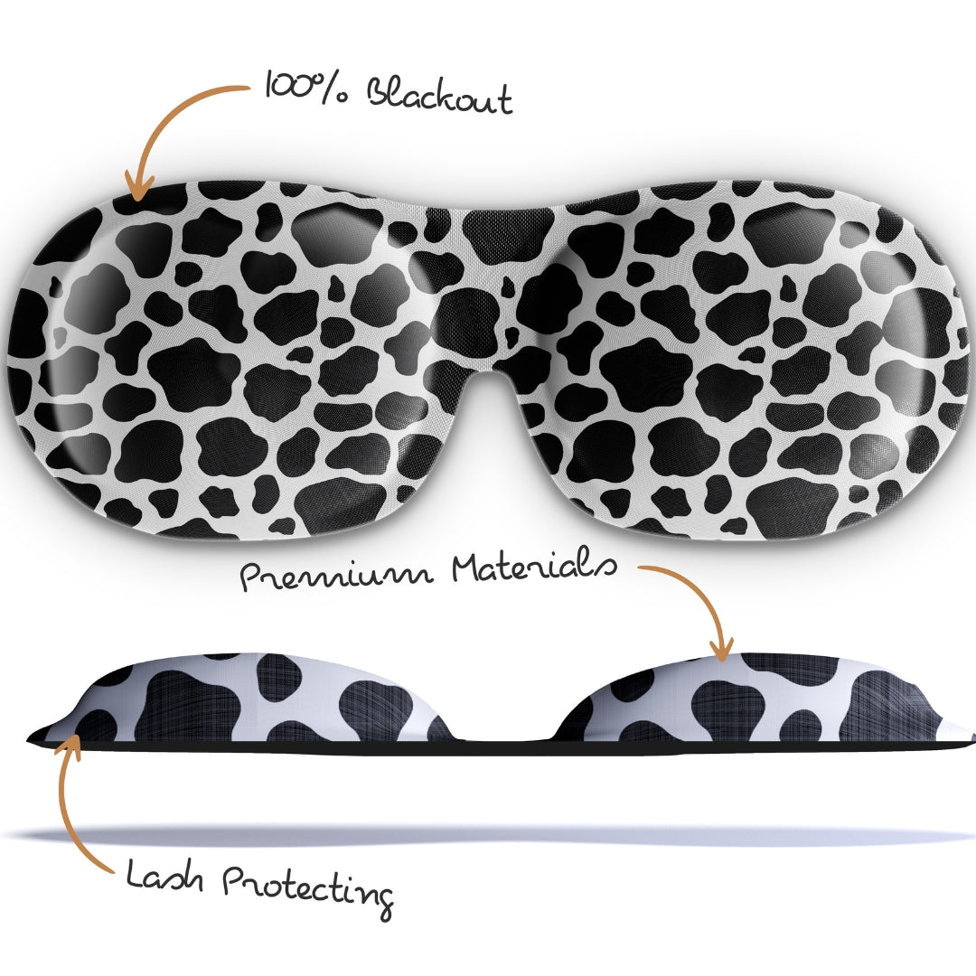 Contoured 3D Blackout Sleep Mask - Cow Print - Contoured Sleep Mask