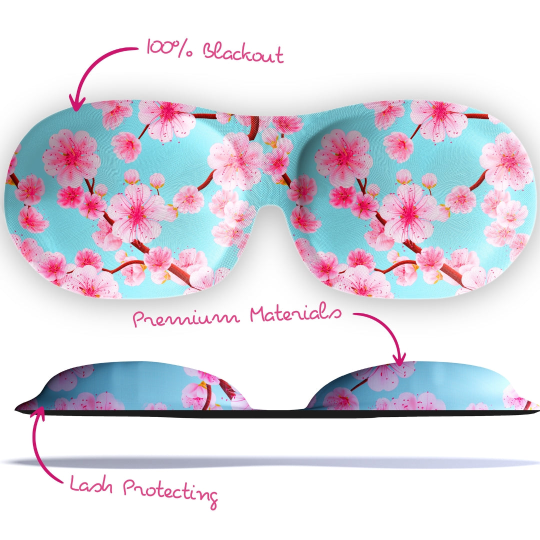 Contoured 3D Blackout Sleep Mask - Cherry Blossom Print - Contoured Sleep Mask