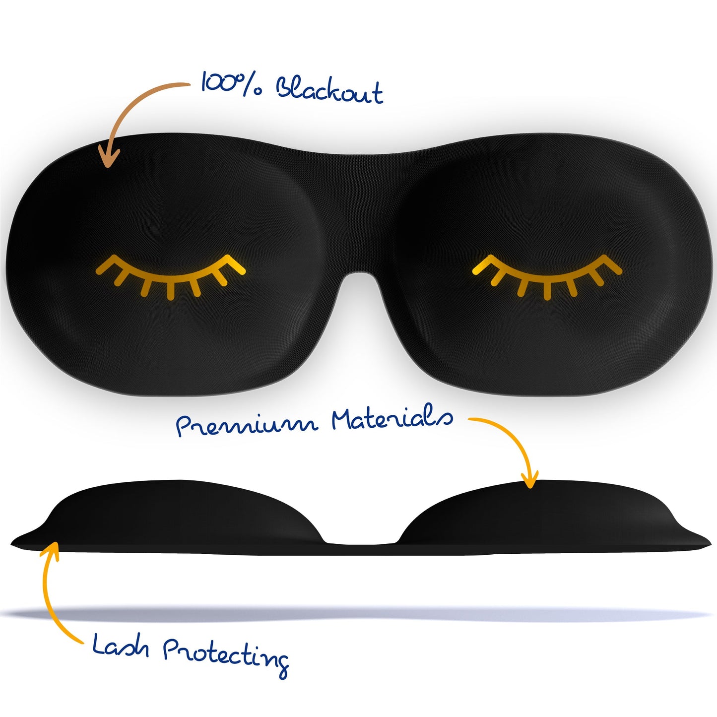 Contoured 3D Blackout Sleep Mask - Wink Print, Black - Contoured Sleep Mask