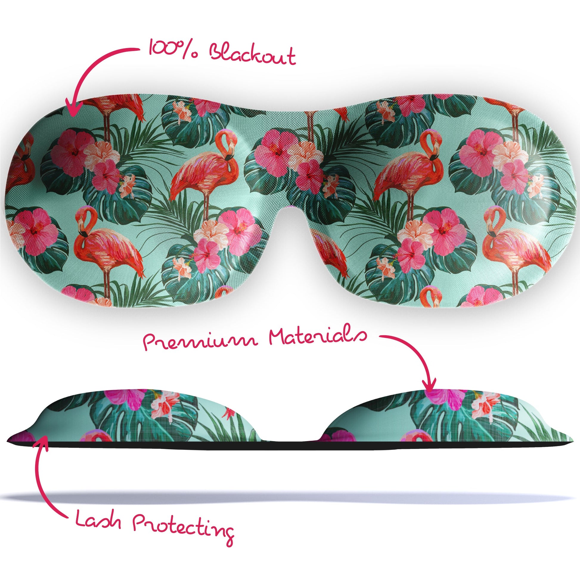 Contoured 3D Blackout Sleep Mask - Flamingo Print - Contoured Sleep Mask