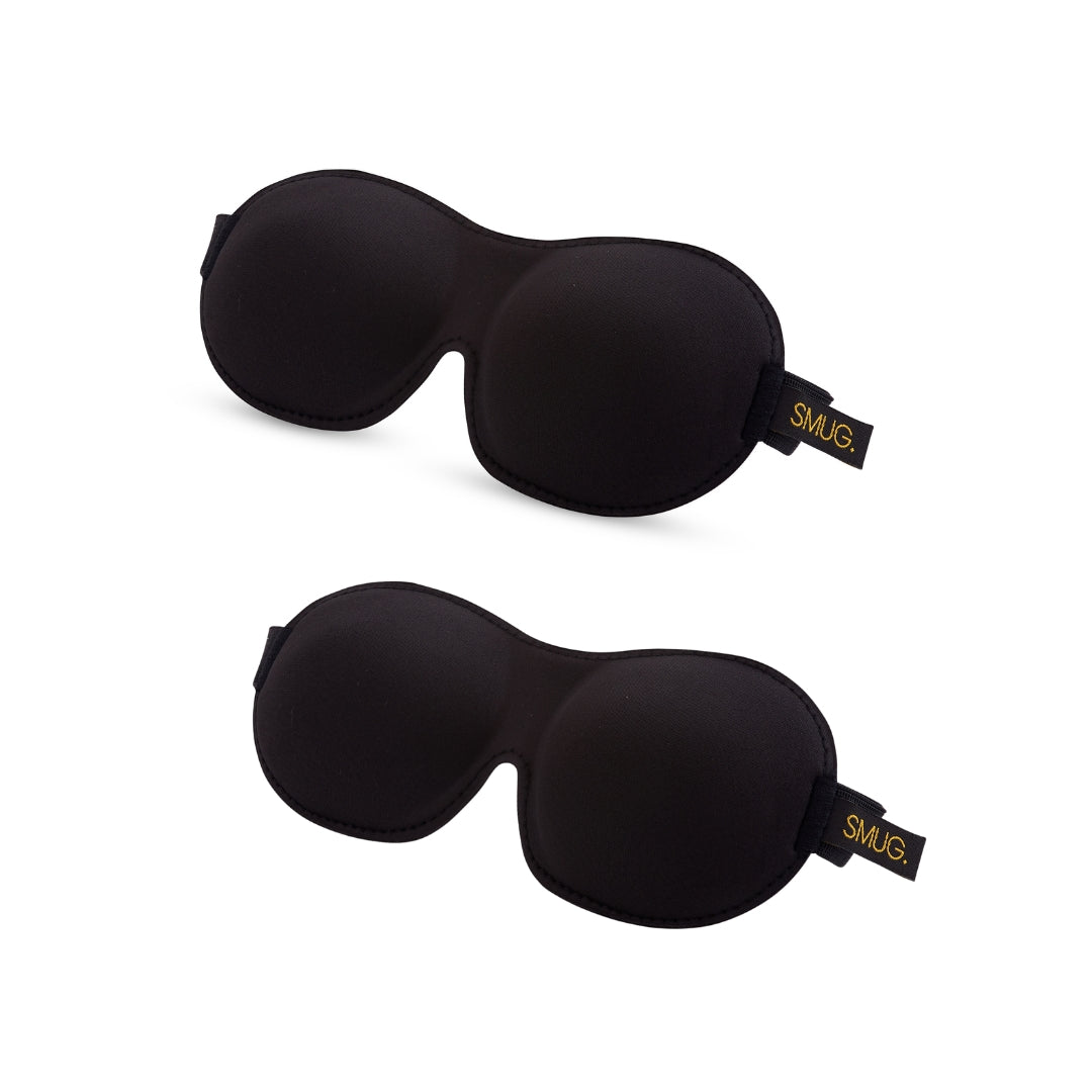 Contoured Sleep Mask Twin Pack Sets - Various Designs Black - Contoured Sleep Mask Set