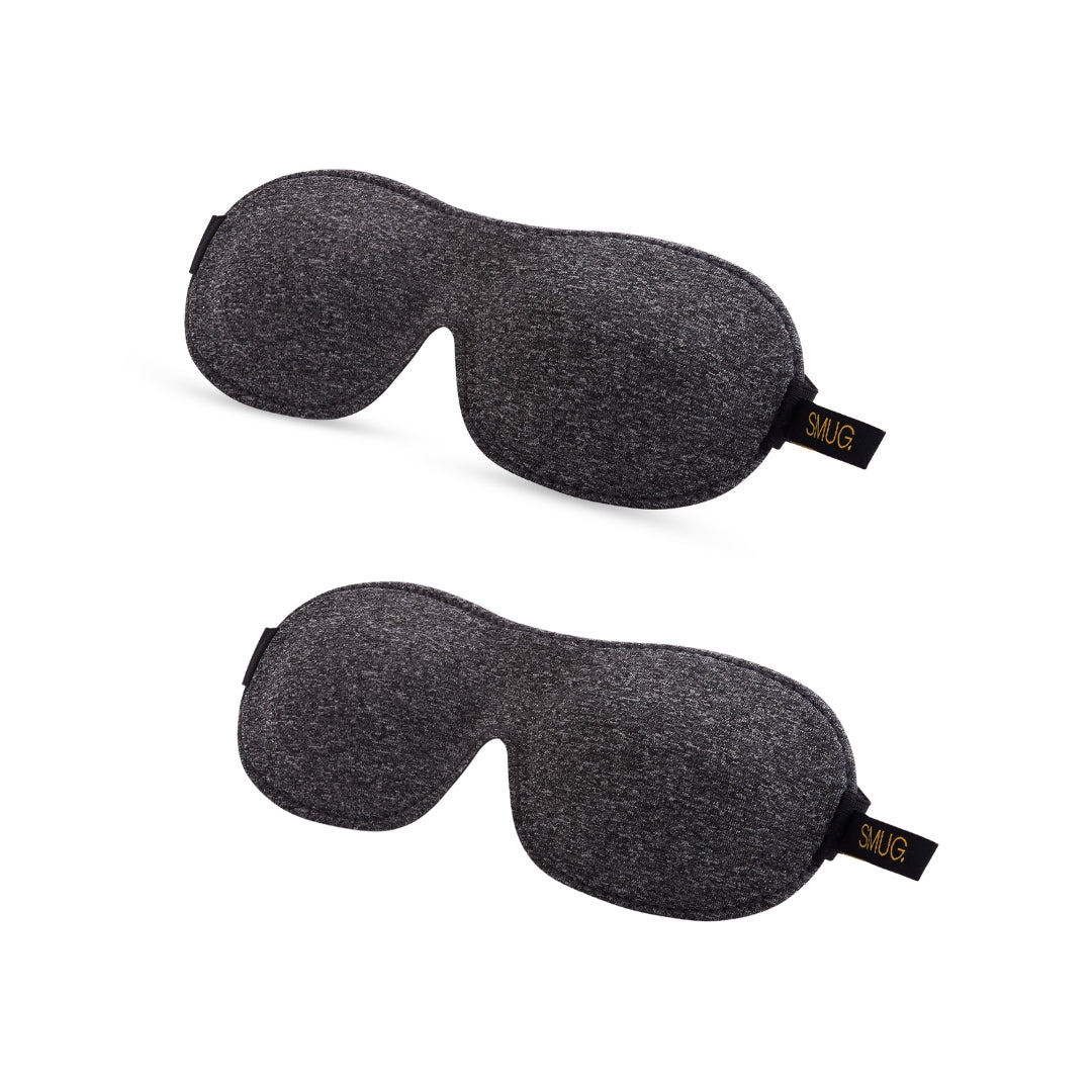 Contoured Sleep Mask Twin Pack Sets - Various Designs Dark Grey Marl - Contoured Sleep Mask Set