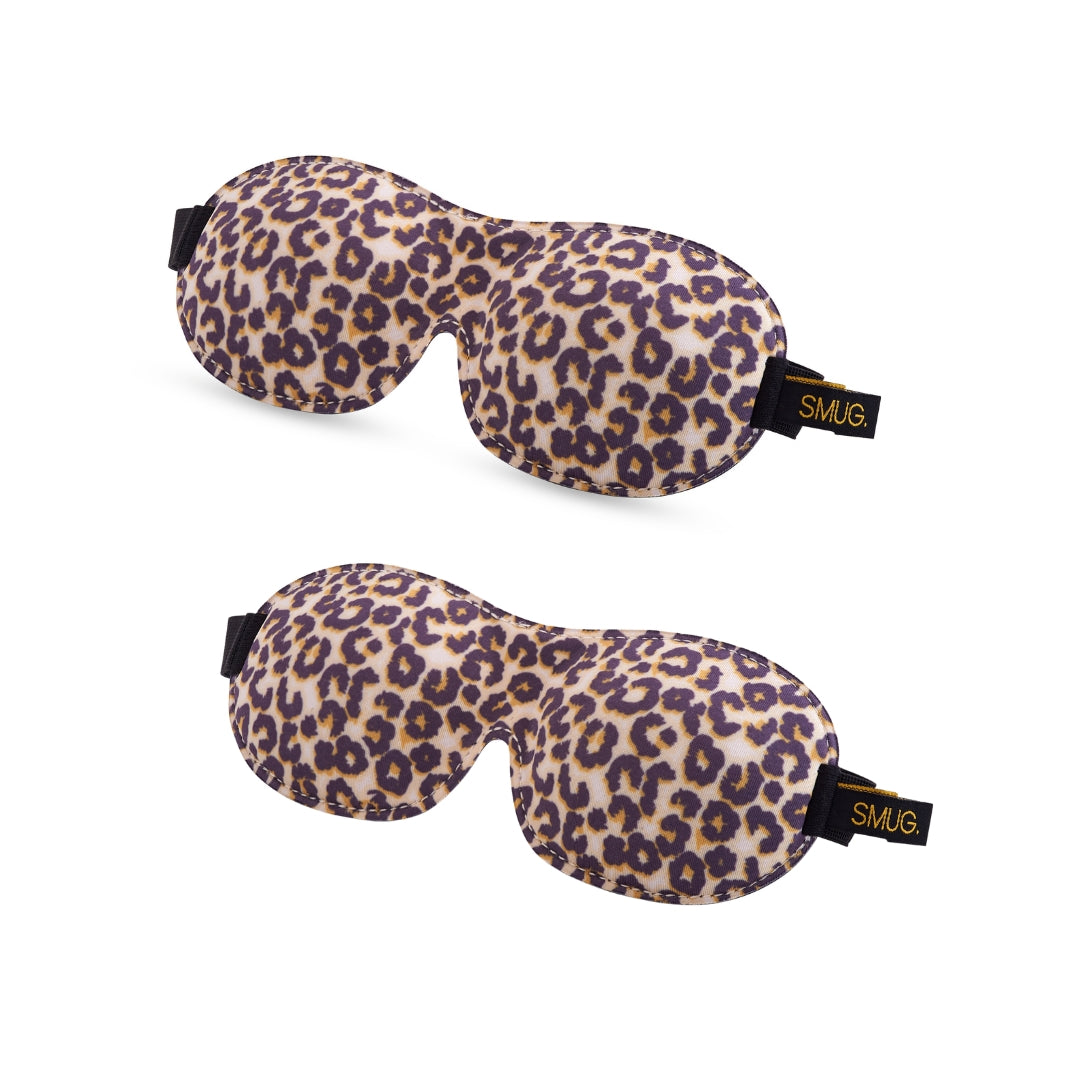 Contoured Sleep Mask Twin Pack Sets - Various Designs Leopard - Contoured Sleep Mask Set