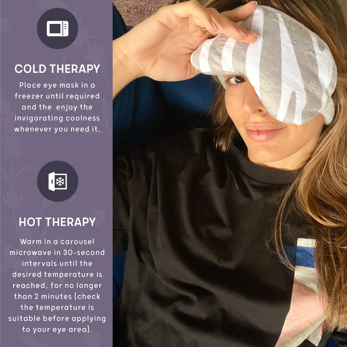 Lavender Deep Pressure Therapy Eye Mask - Zebra Print - Eye Mask