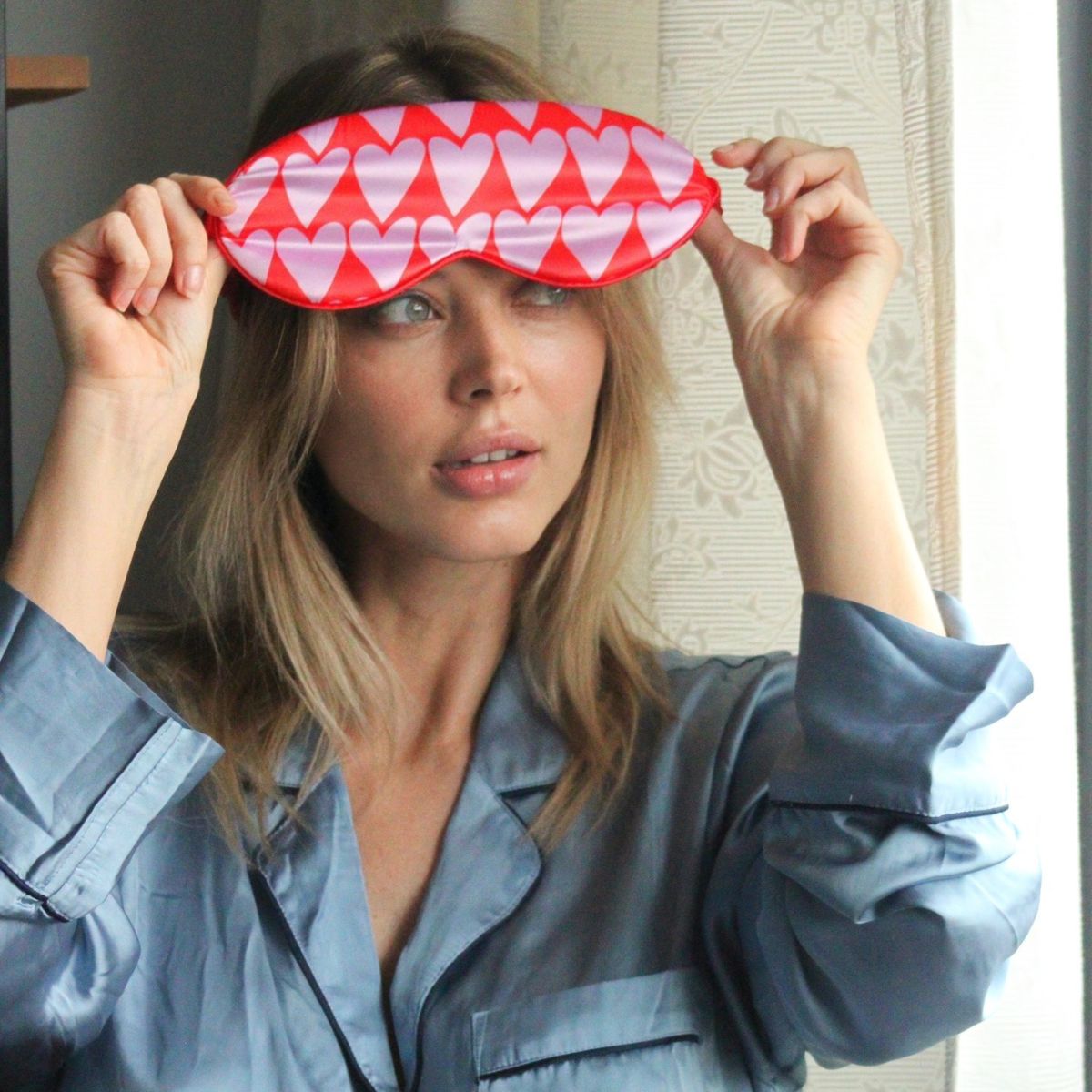 Satin Sleep Mask - Longheart Print - Satin Sleep Mask