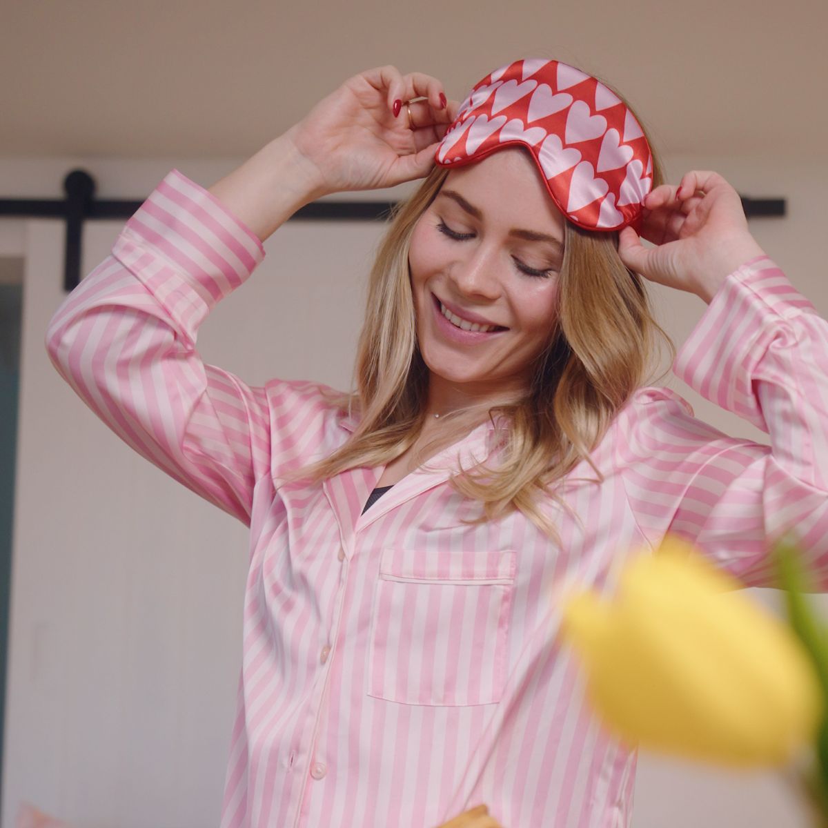 Satin Sleep Mask - Longheart Print - Satin Sleep Mask