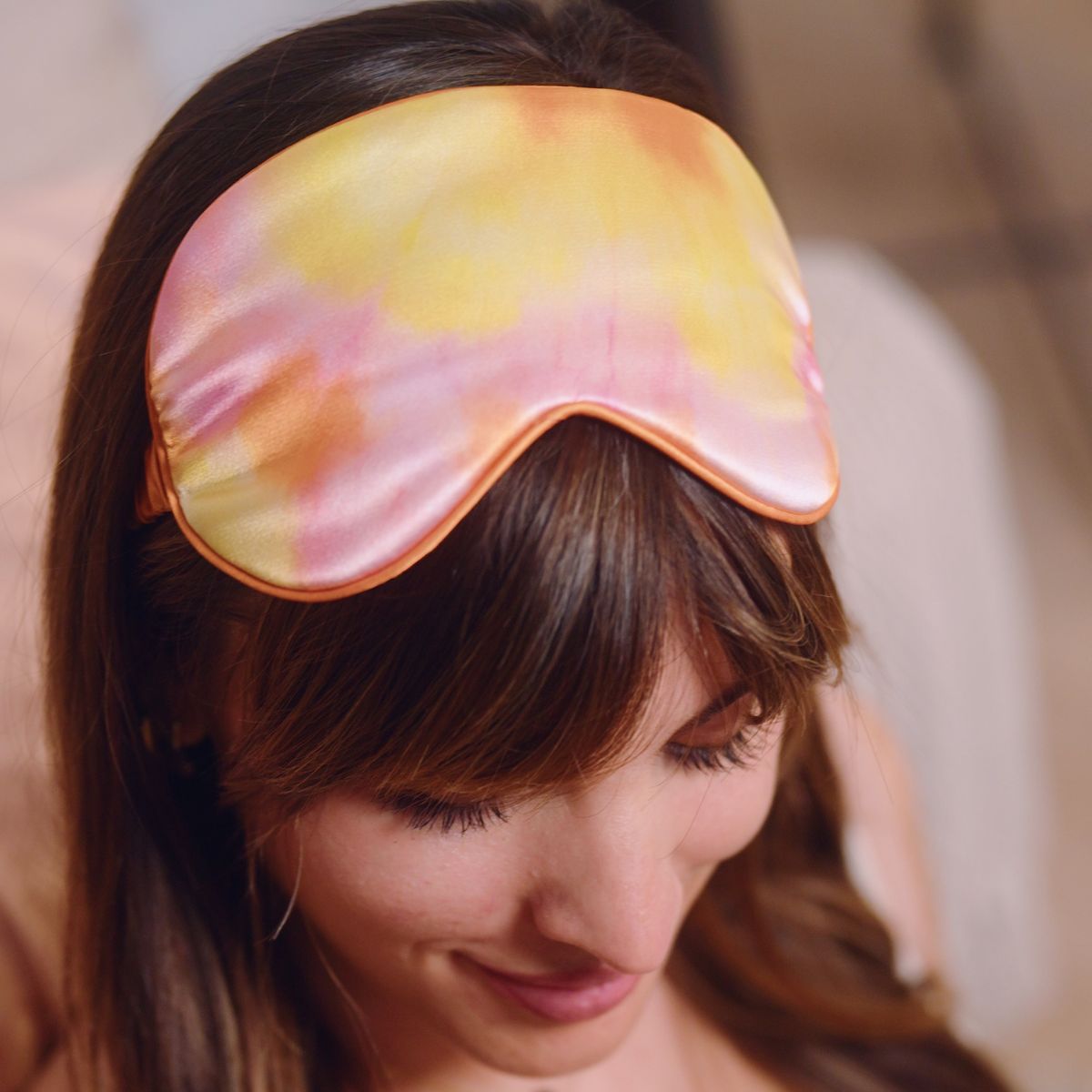 Satin Sleep Mask - Orange Tie Dye - Satin Sleep Mask