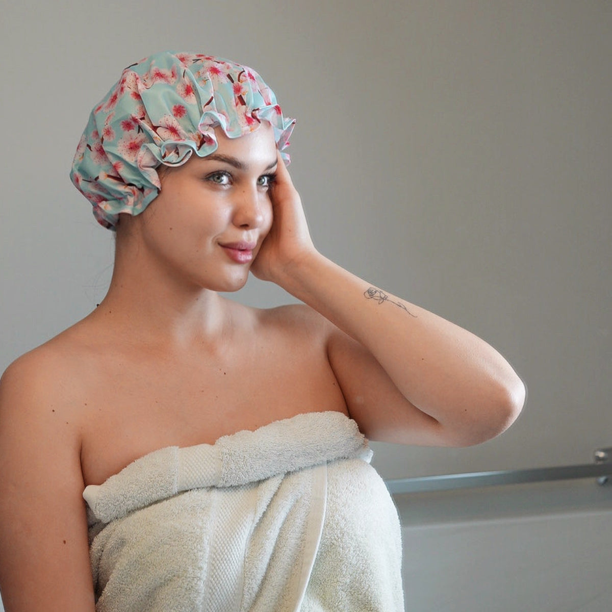 Shower Cap - Cherry Blossom Print - Shower Caps
